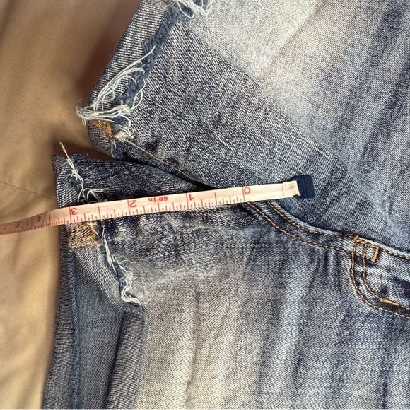BKE Blue Distressed Jean Shorts with Frayed Hem - Picture 6 of 7